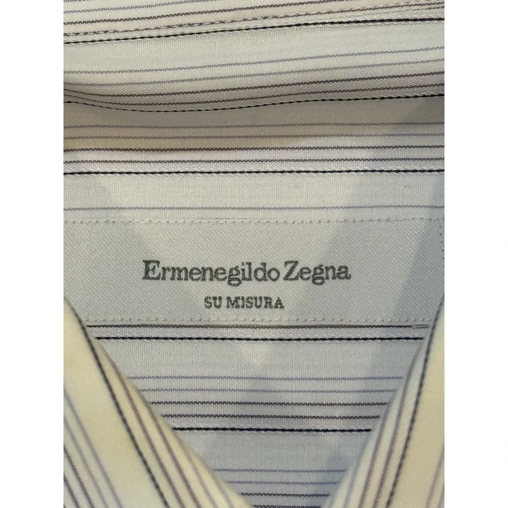 ERMENEGILDO ZEGNA Su Misura Comfort Fit Long Sleeve Striped Casual Shirt Large